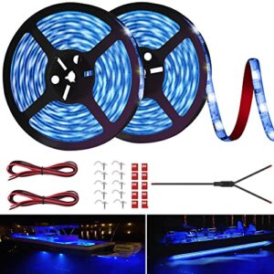 led boat strip lights, 32.8ft marine pontoon led lights, waterproof boat interior light, under gunnel lights, boat deck light, night fishing lights, good for pontoon bass fishing yacht kayak (blue)