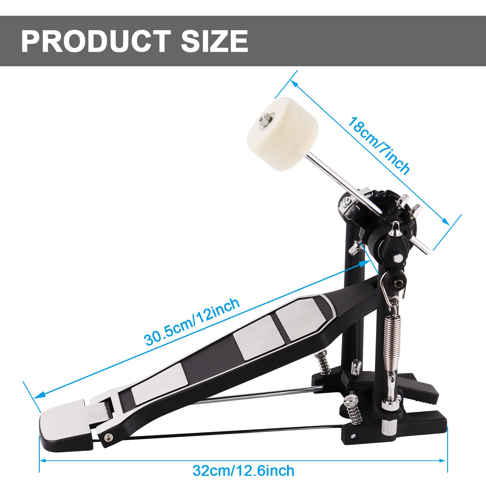 Bass drum pedal,Double Chain Drum Step on Hammer,Single Bass Drum Pedal come with Drum Beater Stick