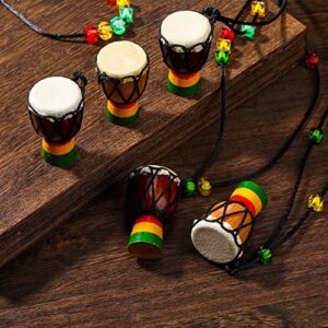 5 Pcs Instrument Necklaces Djembe Drum Mini Pendant African Drum Wooden Classic Hand Congo Drums Jewelry Necklace Drums and Percussion for Teens Men Women Charms, Party Supply Gift for Music Lover