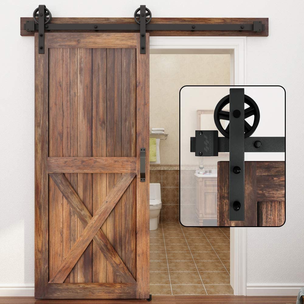 WINSOON 9FT Single Sliding Barn Door Hardware Kit with Sliding Barn Door Handle