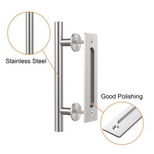 WINSOON 6.6FT Single Sliding Barn Door Hardware Roller Track Kit with Handles Brushed Nickel with Sliding Barn Door Handles Brushed Nickel