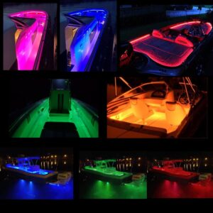 HOKIION LED Boat Strip Lights, 40FT Multi-Color Marine Pontoon Led Lights, Waterproof Boat Interior Light, Under Gunnel Lights, Boat Deck Light, Night Fishing Lights for Pontoon Fishing Bass Yacht