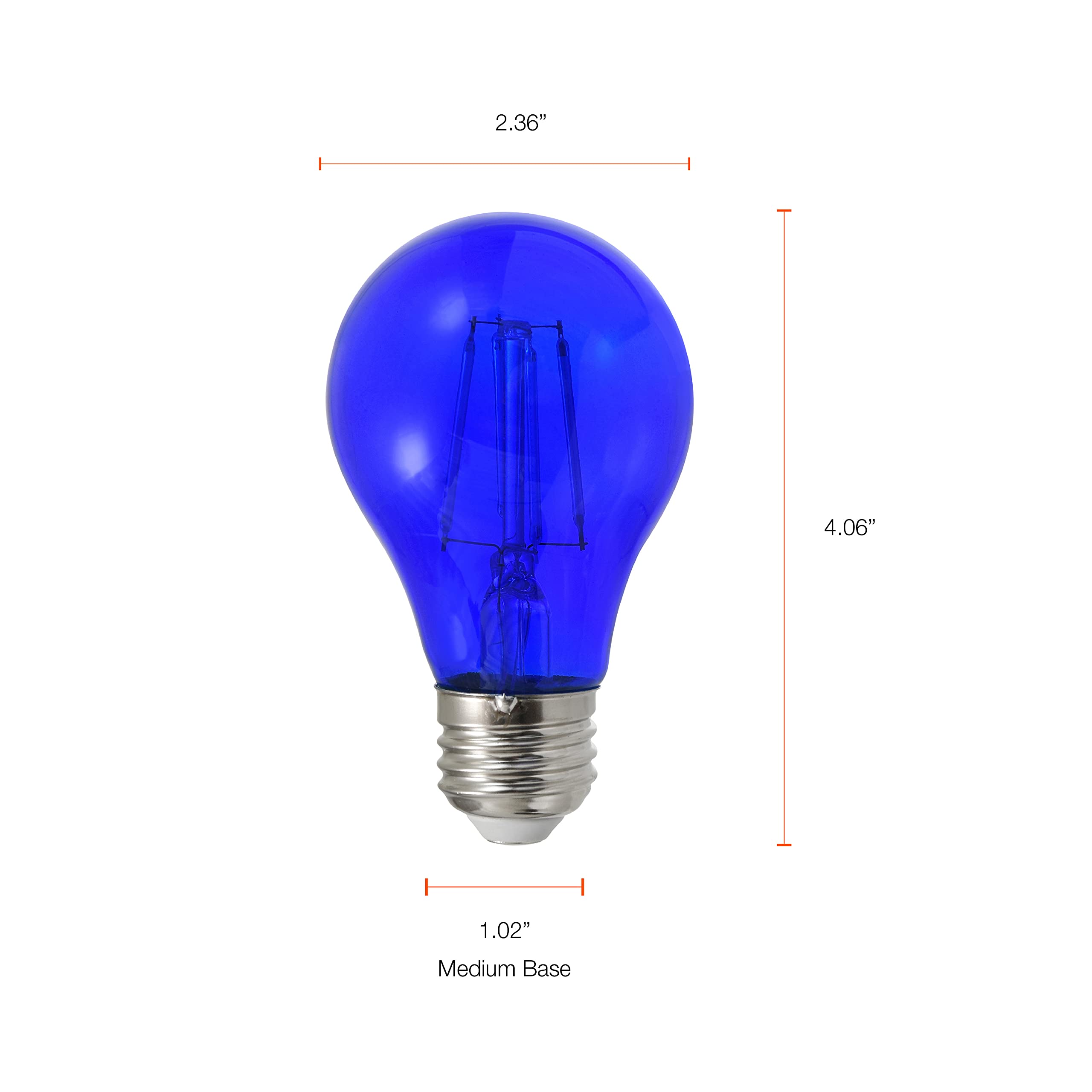 Sylvania LED Blue Glass Filament A19 Light Bulb, Efficient 4.5W, 40W Equivalent, Dimmable, E26 Medium Base - 6 Pack (41744)