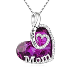 toupop gift for mom sterling silver i love you mom jewelry with heart amethyst crystal, birthday gifts for mom from son daughter