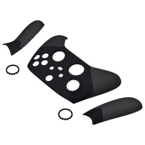 eXtremeRate ASR Version Performance Rubberized Side Rails Grips Shell for Xbox Series X & S with Accent Rings, Black Redesigned Grip Handles Faceplate for Xbox Core Controller [Controller Excluded]