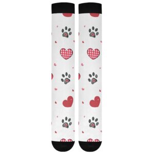 xigua Valentine's Mother's Day Hearts Paws Compression Socks 20-30mmHg Knee High Stockings for Sport Nursing - 1 Pair