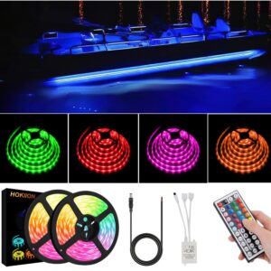 hokiion led boat strip lights, 40ft multi-color marine pontoon led lights, waterproof boat interior light, under gunnel lights, boat deck light, night fishing lights for pontoon fishing bass yacht