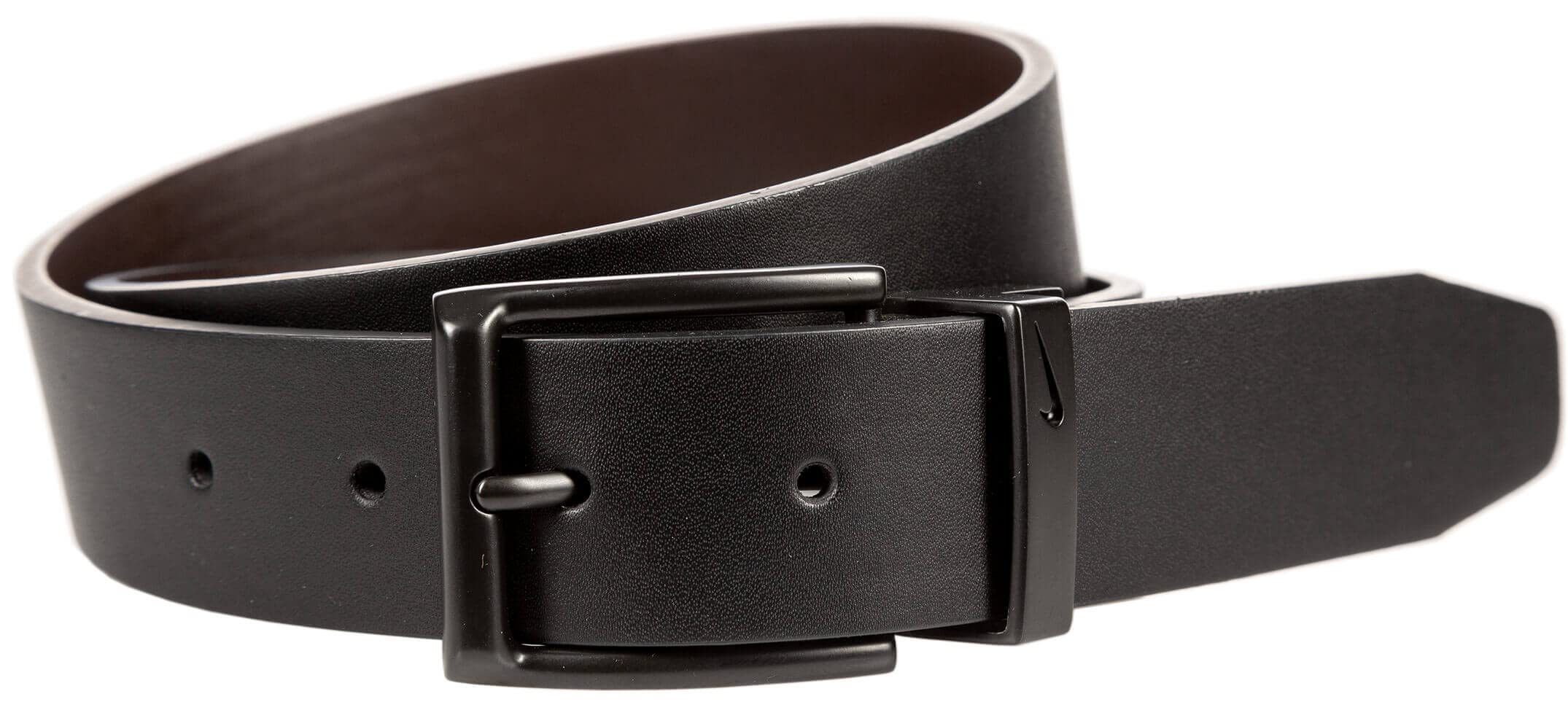 Nike Golf Black Buckle Loop Cutout Reversible Leather Belt, 38" Black/Brown