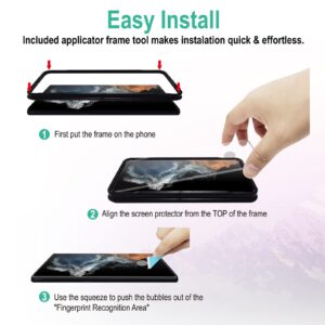 AACL Galaxy S22 Ultra Screen Protector Tempered Glass for Samsung Galaxy S22 Ultra 5G,6.8 Inch [Fingerprint Unlock][Anti-Scratch][2 Pack]-[fingerprint area obvious] Case Friendly