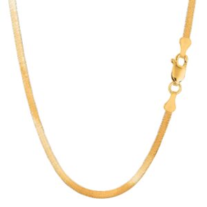 Jewelry Affairs 10k Yellow Real Solid Gold Imperial Herringbone Chain Necklace, 2.8mm, 16"