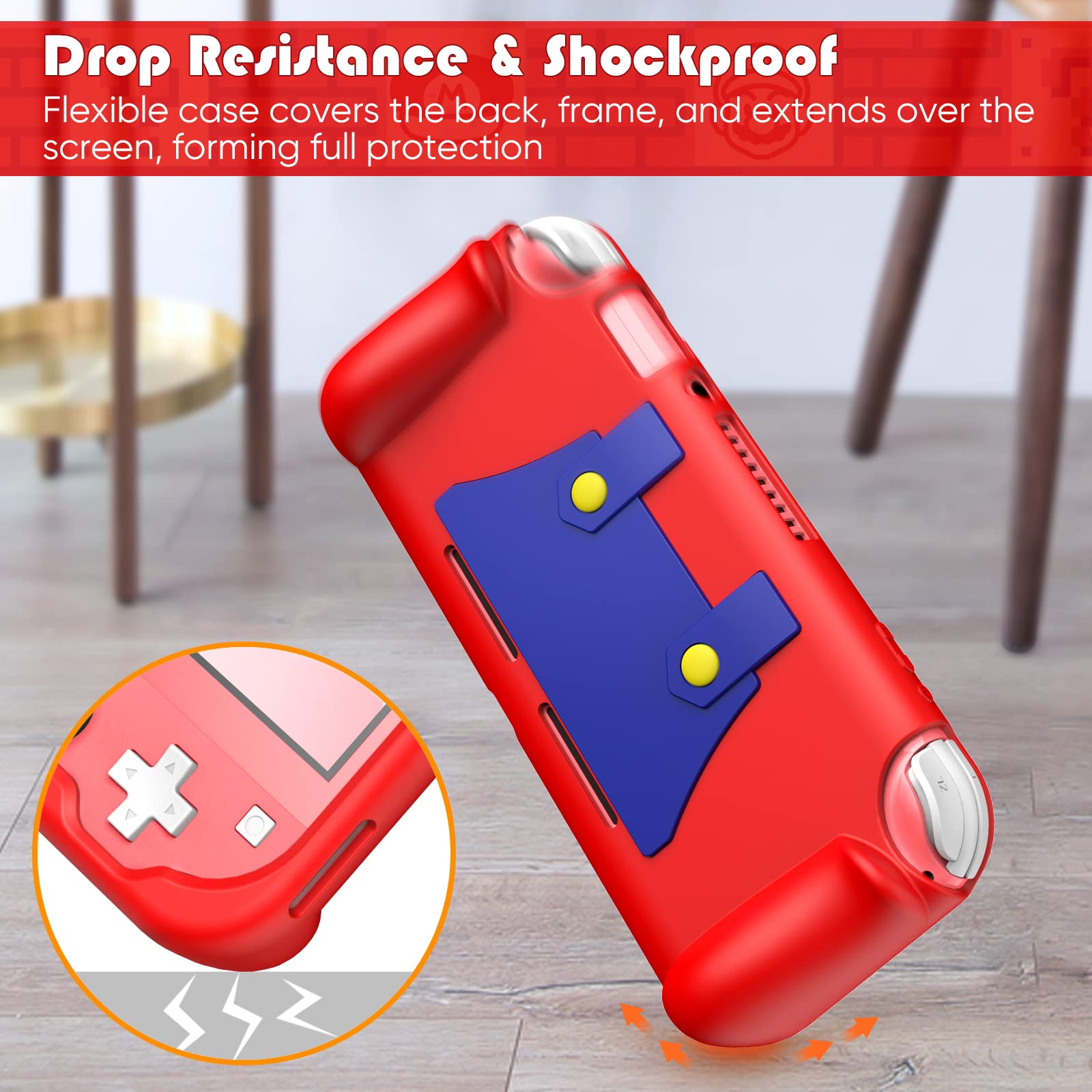 KENOBEE Silicone Case Compatible with Nintendo Switch Lite 2019, Soft Lightweight Ergonomic Grip Protective Cover with Shock-Absorption and Anti-Scratch Design for Switch Lite Console, Red