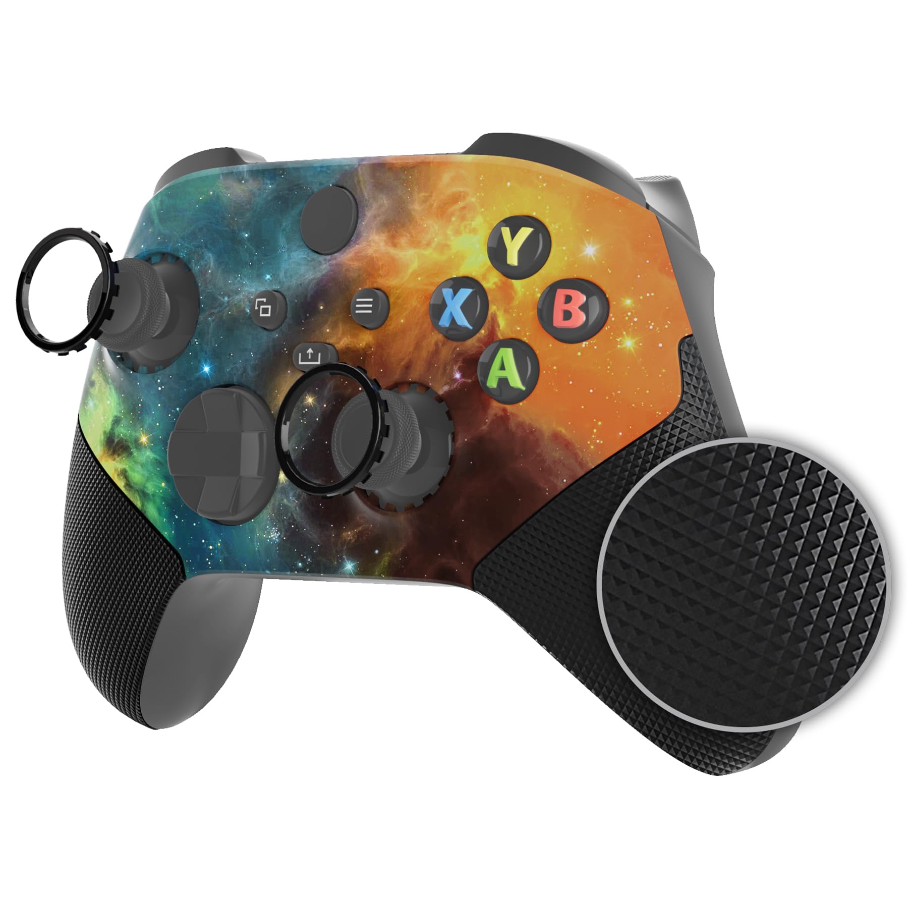 eXtremeRate ASR Version Redesigned Shell for Xbox Core Wireless Controller - Performance Rubberized Grip, Anti Sticks Rubbing Ring - Custom Faceplate for Xbox Series X & S - Orange Star Universe