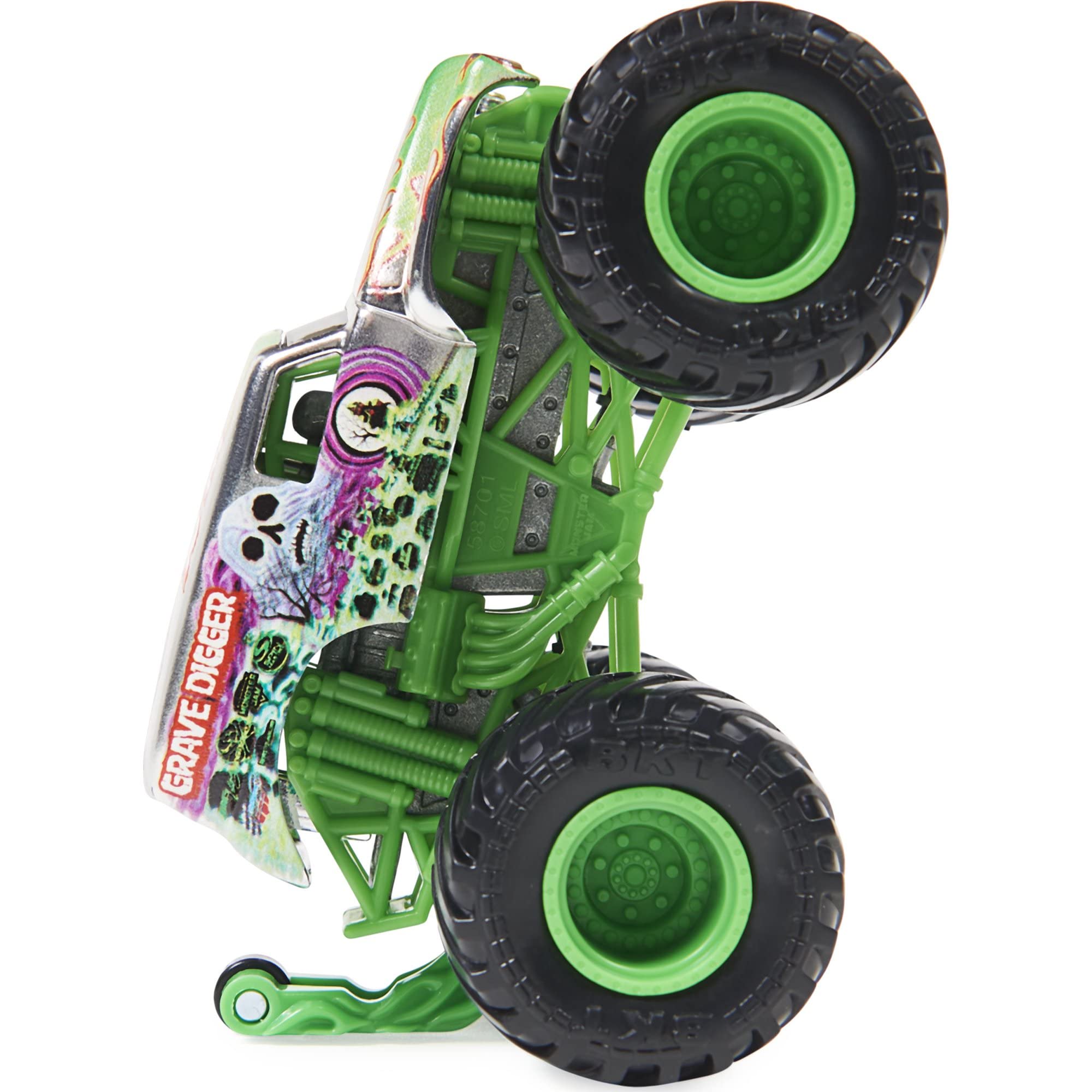 Monster Jam 2021 Spin Master 1:64 Diecast Monster Truck with Wheelie Bar: Legacy Trucks Grave Digger Silver Chrome