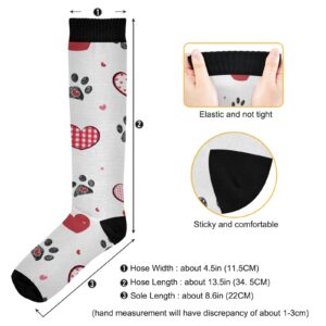 xigua Valentine's Mother's Day Hearts Paws Compression Socks 20-30mmHg Knee High Stockings for Sport Nursing - 1 Pair