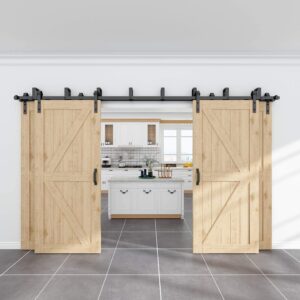 WINSOON 8FT Single Sliding Barn Door Hardware Kit with Sliding Barn Door Handle