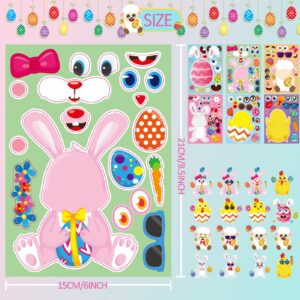 YNERHAI 24sheets Easter Stickers Gifts for Kids, Easter Craft Kids Toys Can Make Own Face Easter Bunny Sheep Rabbit Colored Egg Chicks for Child Boys Girls School Game Activities Party Favor Supplies