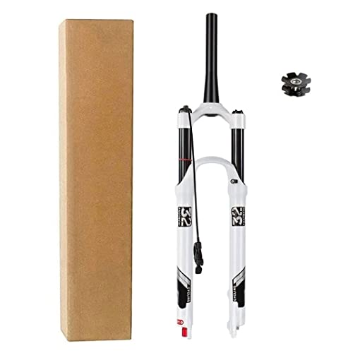 LYYCX Mountain Bike Fork 26 27.5 29 Inches, Magnesium Alloy Travel 140mm Shock Absorber 1-1/8" Manual/Remote Control Lock Accessories QR 9mm Disc Brake (Color : Tapered Remote Lock, Size : 29 inches