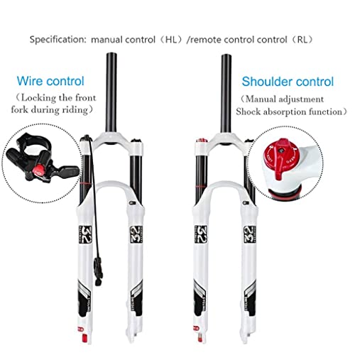 LYYCX Mountain Bike Fork 26 27.5 29 Inches, Magnesium Alloy Travel 140mm Shock Absorber 1-1/8" Manual/Remote Control Lock Accessories QR 9mm Disc Brake (Color : Tapered Remote Lock, Size : 29 inches