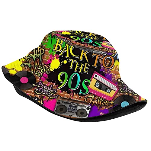 LVGOOKI Funny Retro 80s 90's Style Design Summer Unisex Reversible Print Bucket Hat