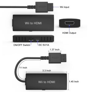 Wii to HDMI Converter Wii to hdmi Adapter HDMI Cable for Nintendo Wii and U Type. Convert The Native 1080P/720P Ypbpr Signals from Wii to Digital HDMI Signals. Provide The Best Signal Processing