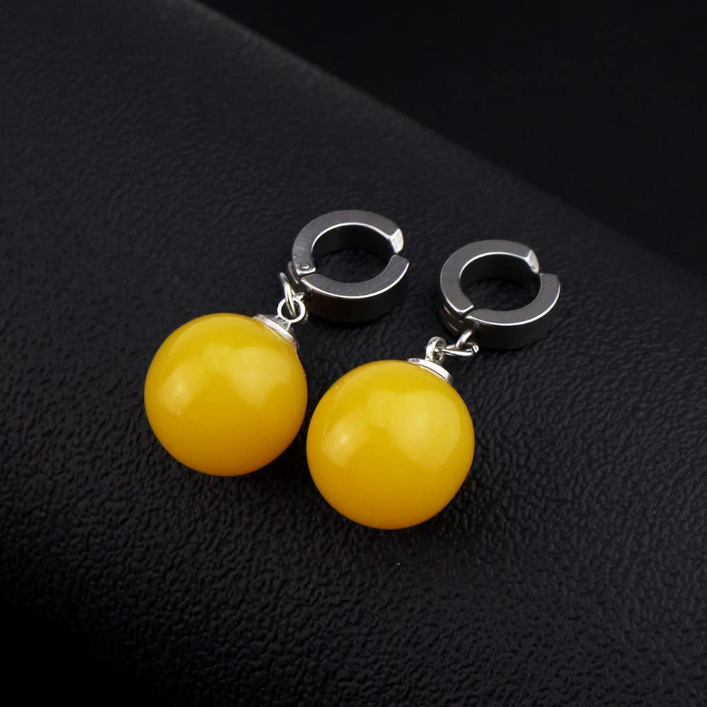 One Pair Goku Anime Earring Agate Drop Earrings clip on earrings (E084 yellow)