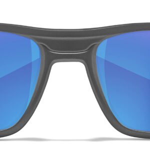 Wiley X Kingpin Captivate Polarized Sunglasses, Safety Glasses for Men and Women, UV Eye Protection for Shooting, Fishing, Biking, and Extreme Sports, Matte Graphite Frames, Blue Mirror Lenses