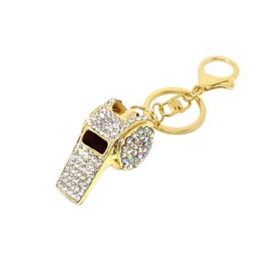 Honbay 1PCS Rhinestone Whistle Keychain Mini Shining Whistle Keyring Bling Car Charm Decoration in A Box for Bag Purse Wallet Handbags Backpack