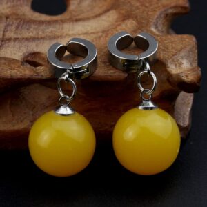 One Pair Goku Anime Earring Agate Drop Earrings clip on earrings (E084 yellow)