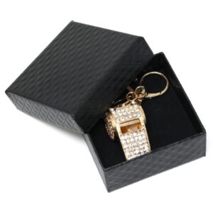 Honbay 1PCS Rhinestone Whistle Keychain Mini Shining Whistle Keyring Bling Car Charm Decoration in A Box for Bag Purse Wallet Handbags Backpack