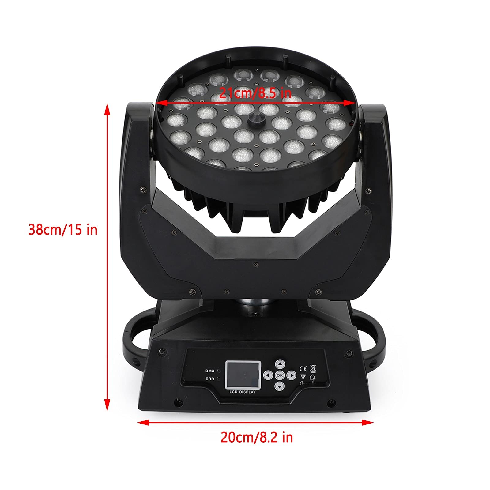 Frezon 2Pcs 360W Stage Lights Moving Head Light, RGBW DJ Stage Lighting, LED Circle Ring DMX 16Ch Stage Lights for Wedding Birthday Christmas Holiday