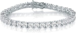 gemsme 18k white gold plated 4.0 round cubic zirconia classic tennis bracelet 6.5 inch for women