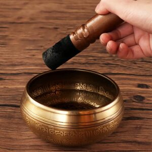 UUYYEO Tibetan Singing Bowl Mallet Striker Leather Wrapped Striker Wooden Sound Bowl Stick for Meditation Yoga Relaxation