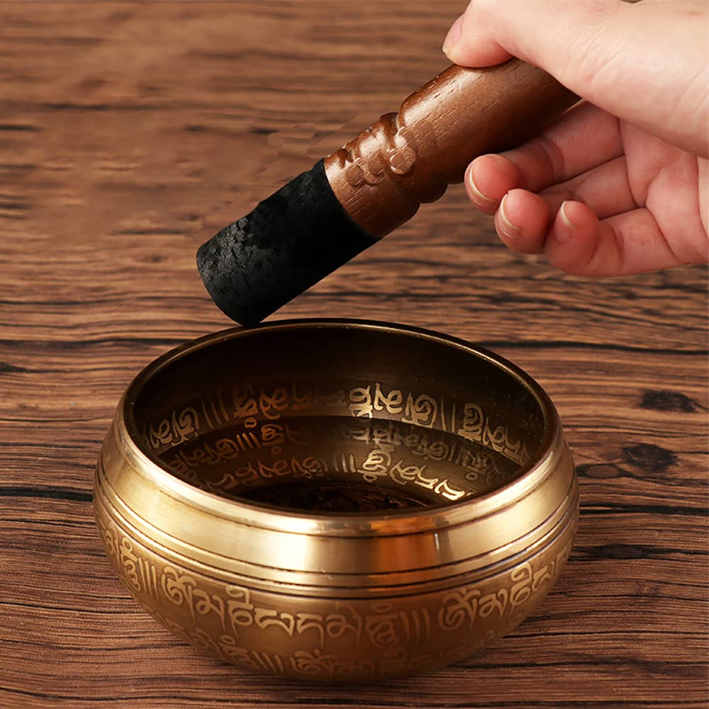 UUYYEO Tibetan Singing Bowl Mallet Striker Leather Wrapped Striker Wooden Sound Bowl Stick for Meditation Yoga Relaxation