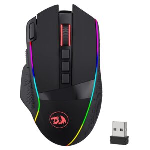 Redragon M991 Wireless Gaming Mouse, 19000 DPI Wired/Wireless Gamer Mouse w/Rapid Fire Key, 9 Macro Buttons, 45-Hour Power Capacity and RGB Backlight for PC/Mac/Laptop