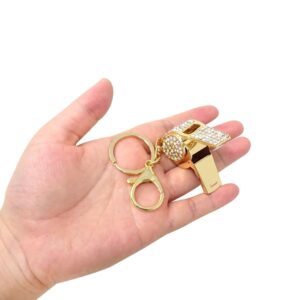 Honbay 1PCS Rhinestone Whistle Keychain Mini Shining Whistle Keyring Bling Car Charm Decoration in A Box for Bag Purse Wallet Handbags Backpack