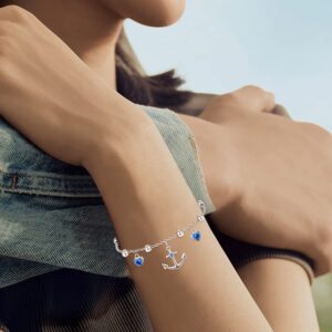 Palpitate Anchor Bracelets for Women Sailor Bracelet Nautical Bracelets 925 Sterling Silver Anchor Jewelry Birthday Gifts for Women