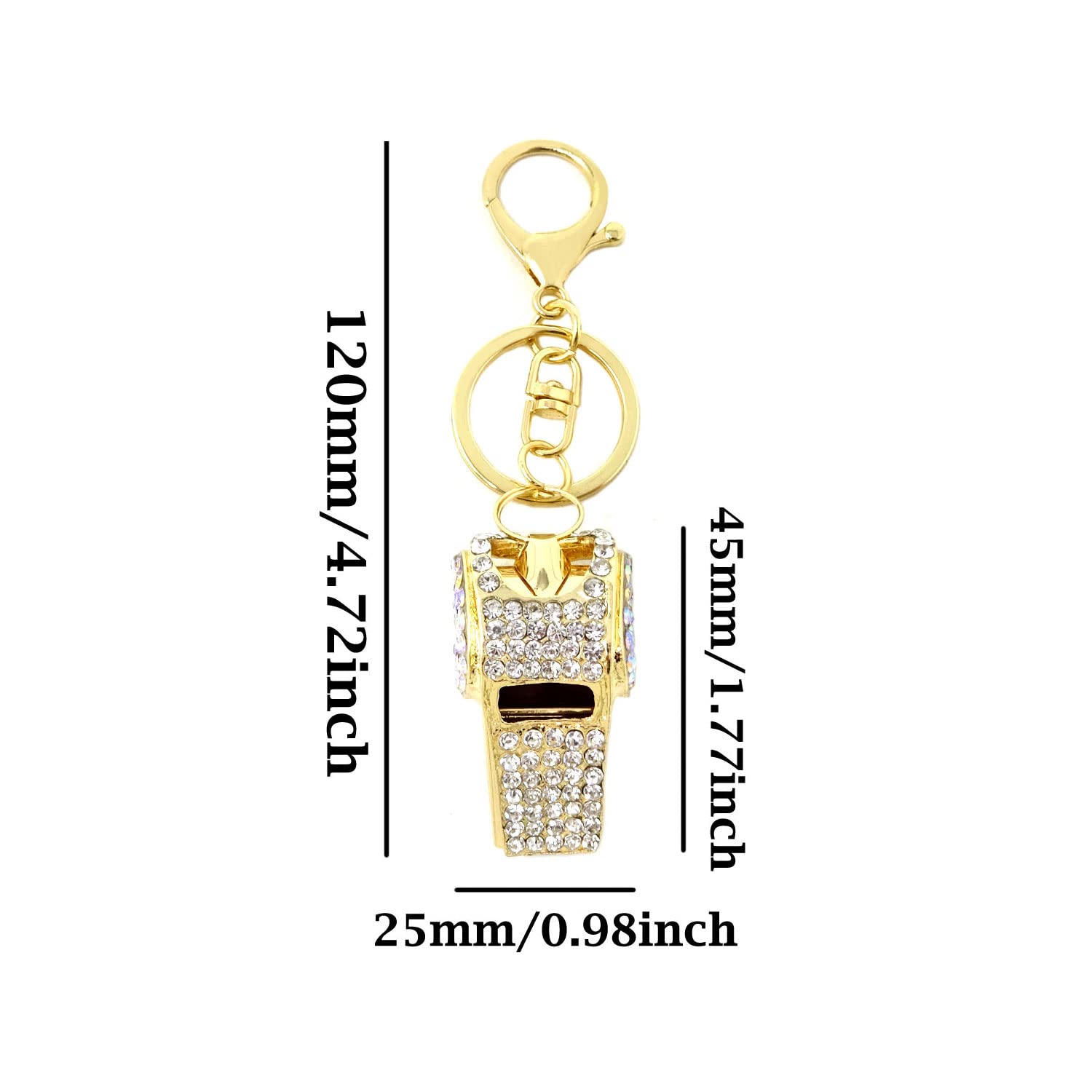 Honbay 1PCS Rhinestone Whistle Keychain Mini Shining Whistle Keyring Bling Car Charm Decoration in A Box for Bag Purse Wallet Handbags Backpack