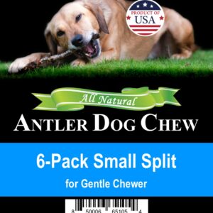 Deluxe Naturals Elk Antler Chews for Dogs | Naturally Shed USA Collected Elk Antlers | All Natural A-Grade Premium Elk Antler Dog Chews | Product of USA, 6-Pack Small Split