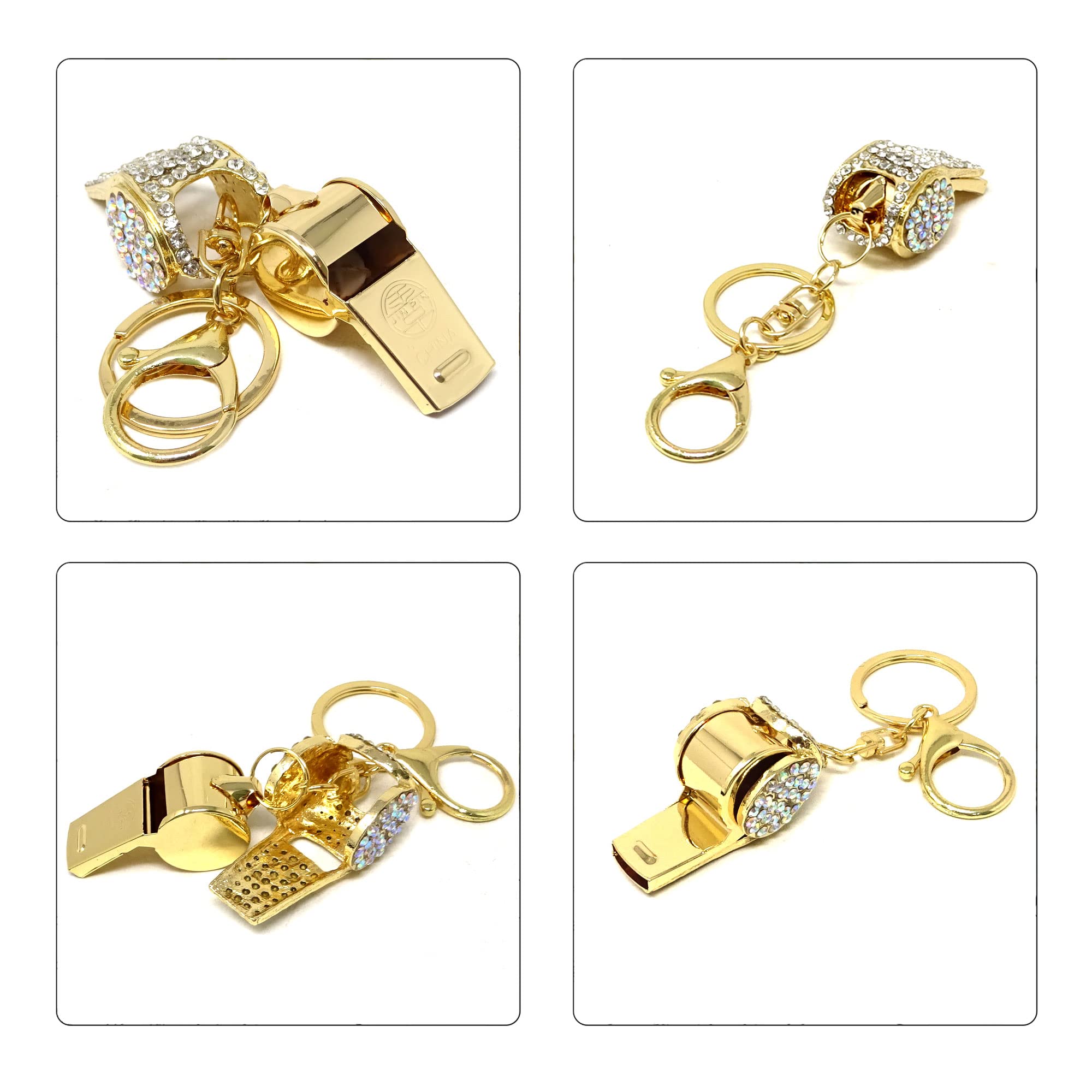 Honbay 1PCS Rhinestone Whistle Keychain Mini Shining Whistle Keyring Bling Car Charm Decoration in A Box for Bag Purse Wallet Handbags Backpack