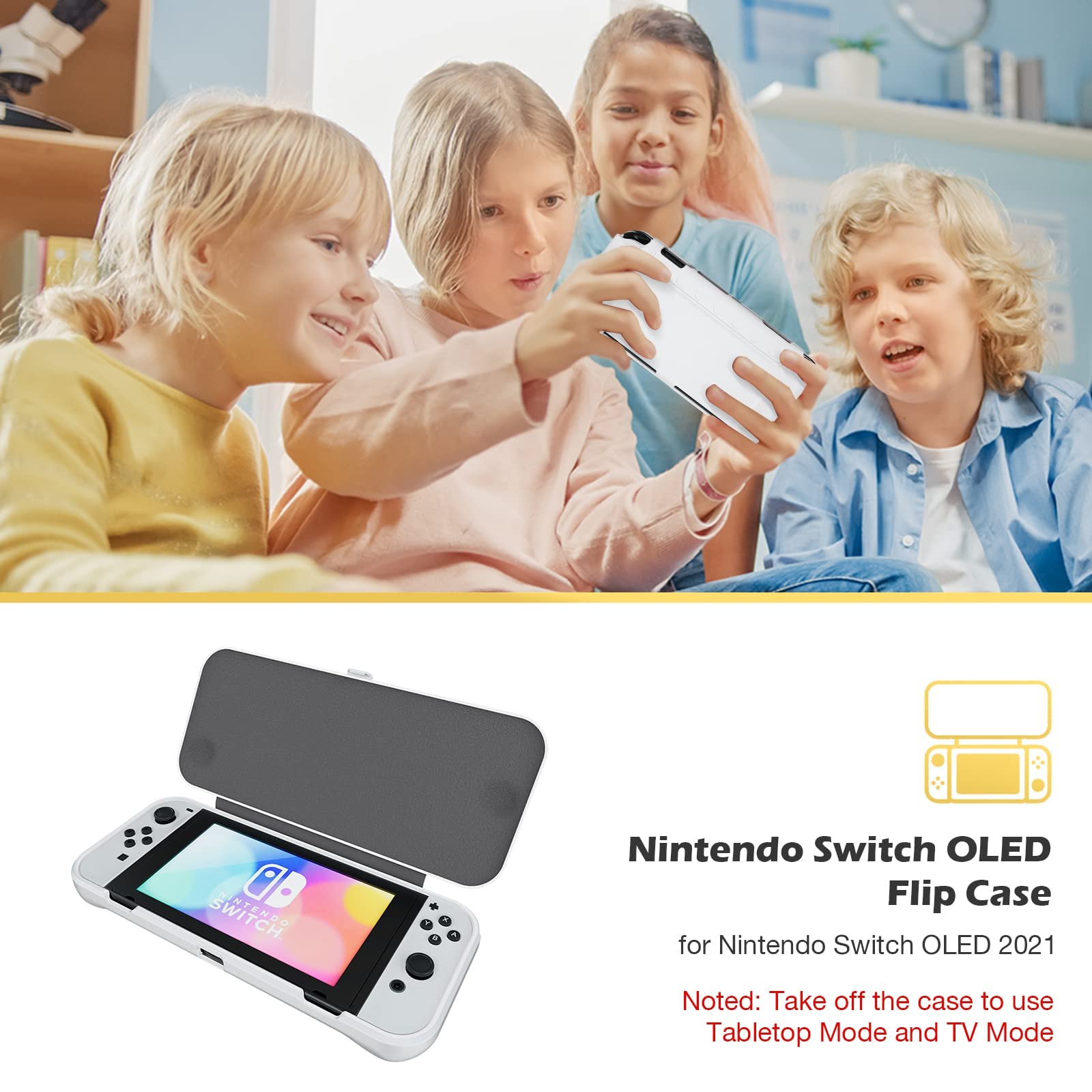 ProCase Nintendo Switch OLED Flip Cover with 2 Pack Tempered Glass Screen Protectors Bundle with Carrying Case for Nintendo Switch OLED Model & Nintendo Switch