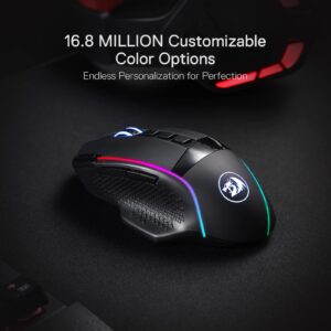 Redragon M991 Wireless Gaming Mouse, 19000 DPI Wired/Wireless Gamer Mouse w/Rapid Fire Key, 9 Macro Buttons, 45-Hour Power Capacity and RGB Backlight for PC/Mac/Laptop