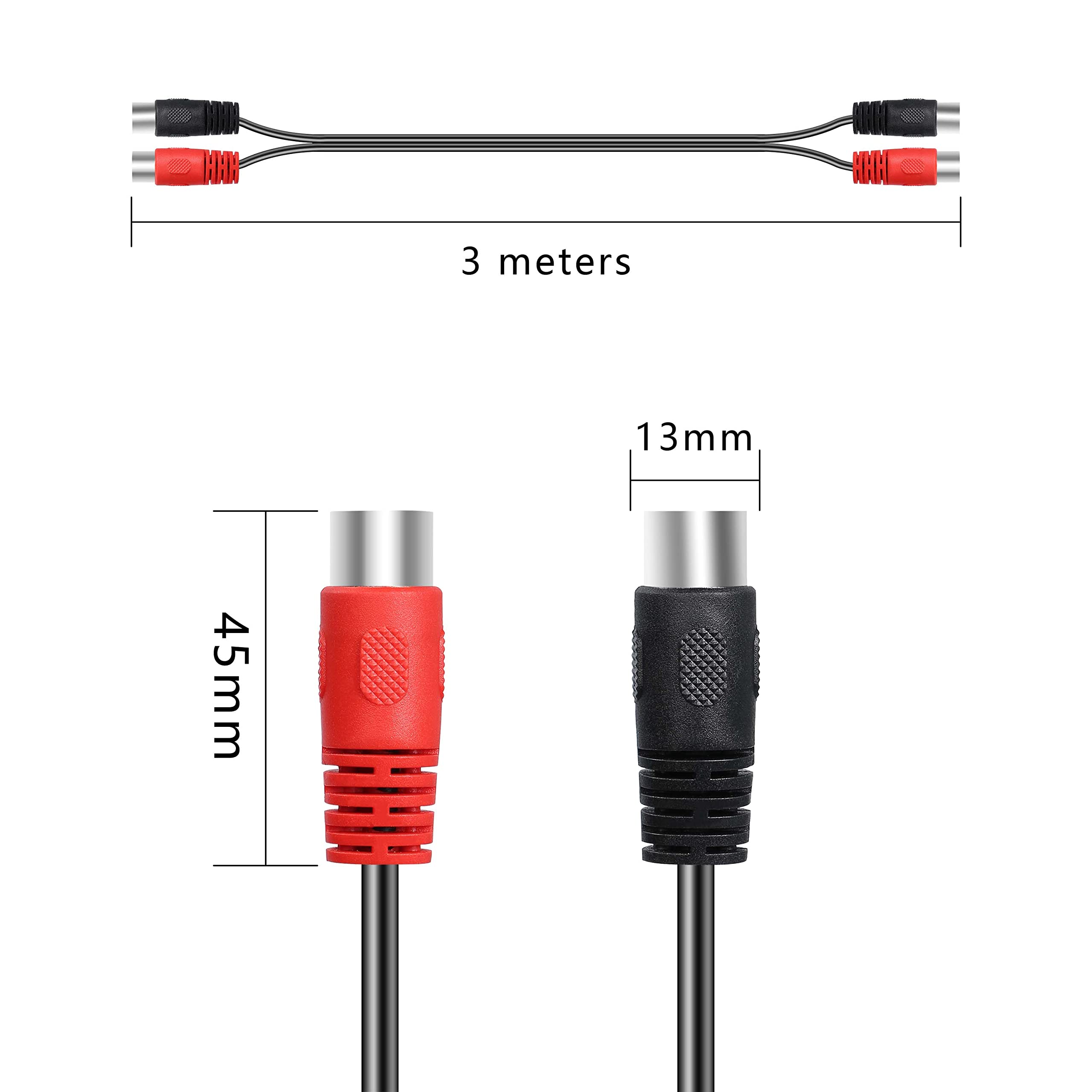 XMSJSIY Dual MIDI Cable Dual 5-Pin DIN MIDI to Dual 5 Pin DIN Cable Male to Male Musical Instrument Digital Interface OFC Wire for Digital Keyboards Synthesizers Audio Cable-10 Feet(3meter)