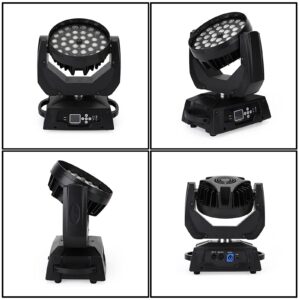 Frezon 2Pcs 360W Stage Lights Moving Head Light, RGBW DJ Stage Lighting, LED Circle Ring DMX 16Ch Stage Lights for Wedding Birthday Christmas Holiday