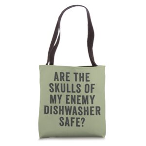 are the skulls of my enemy dishwasher safe viking drinking tote bag