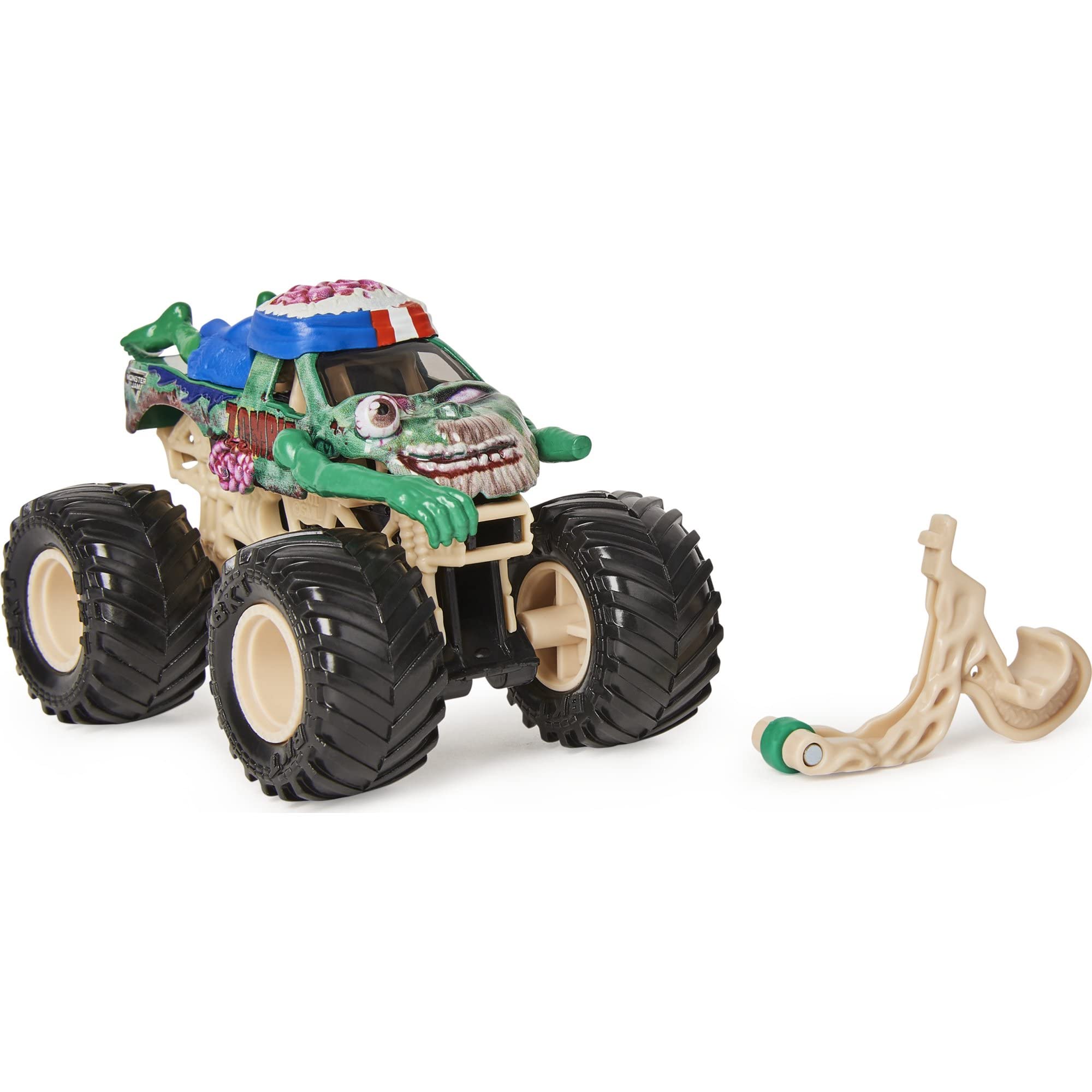 Monster Jam 2021 Spin Master 1:64 Diecast Monster Truck with Wheelie Bar: Bone Yard Trucks Biker Zombie