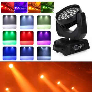 Frezon 2Pcs 360W Stage Lights Moving Head Light, RGBW DJ Stage Lighting, LED Circle Ring DMX 16Ch Stage Lights for Wedding Birthday Christmas Holiday