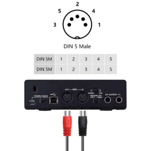 XMSJSIY Dual MIDI Cable Dual 5-Pin DIN MIDI to Dual 5 Pin DIN Cable Male to Male Musical Instrument Digital Interface OFC Wire for Digital Keyboards Synthesizers Audio Cable-10 Feet(3meter)