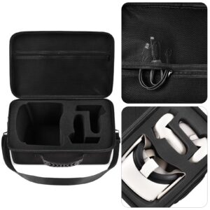 Hard Carrying Case for Meta/for Oculus Quest 2/ Quest 3 All-in-One VR Gaming Headset and Touch Controllers, Travel Storage Bag with Silicone Face Cover & Lens Protector & Accessories - Black