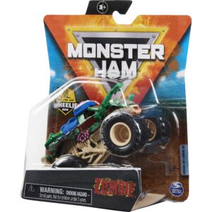 Monster Jam 2021 Spin Master 1:64 Diecast Monster Truck with Wheelie Bar: Bone Yard Trucks Biker Zombie