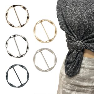 5 pcs scarf clips and ring t shirt clip for women fashion metal circle buckle for clothes hat belt decor